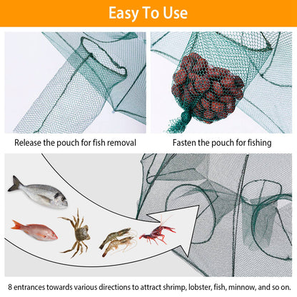 Foldable Fishing Bait Net Trap Crab Net Shrimp Minnow Crawdad Fish Cast Dip Cage Mesh Automatic Contraction