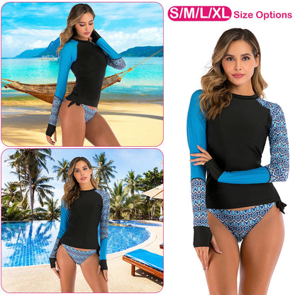 Women 2 Piece Long Sleeve Swimsuit