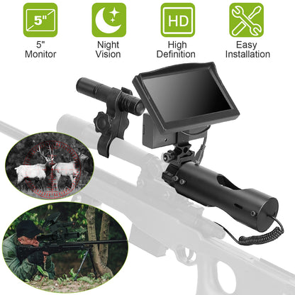Night Vision Scope Digital Camera Infrared Rifle Scope 850nm Hunting Scope System w/ IR Torch System 5” Monitor