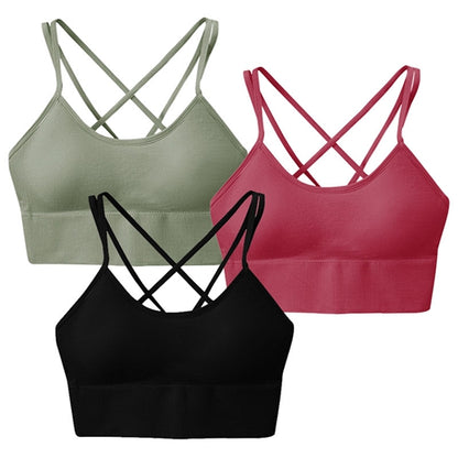 3-Pack Women's Cross Back Sport Bra