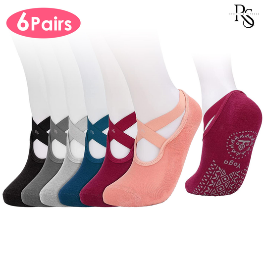 6-Pack Women's Yoga Socks with Straps