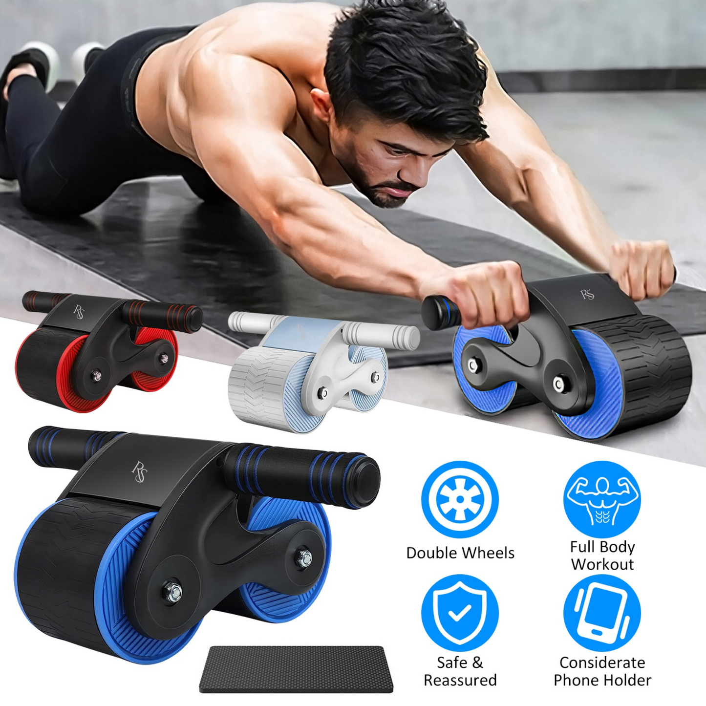 Abdominal Wheel Roller With Knee Pad