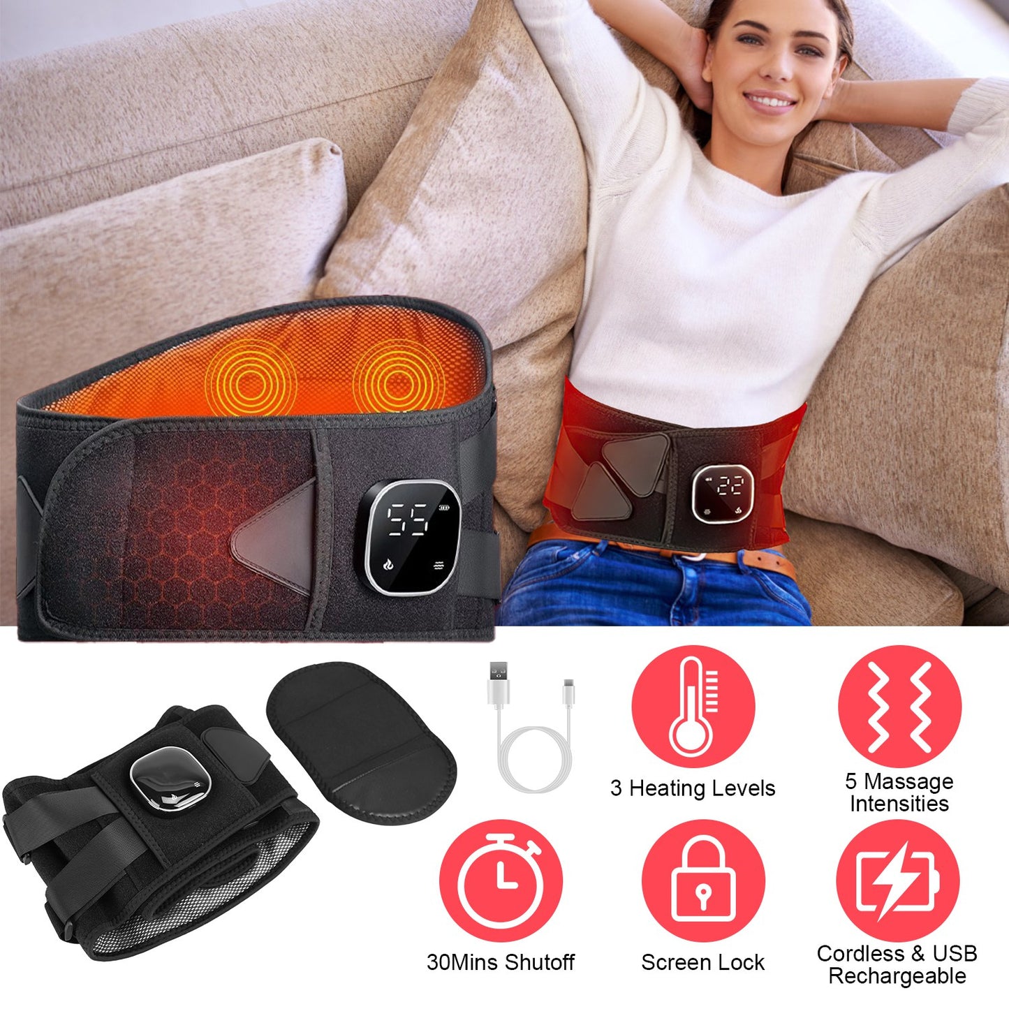 Lower Back Massager Heating Pad