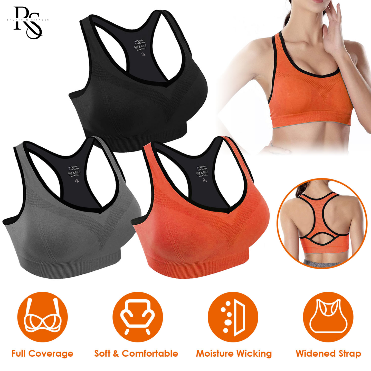 3-Pack Women's Padded Sports Bra