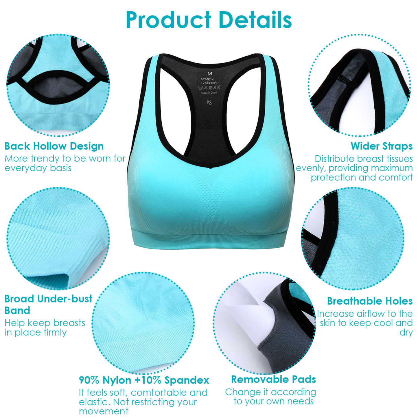 3-Pack Women's Padded Sports Bra