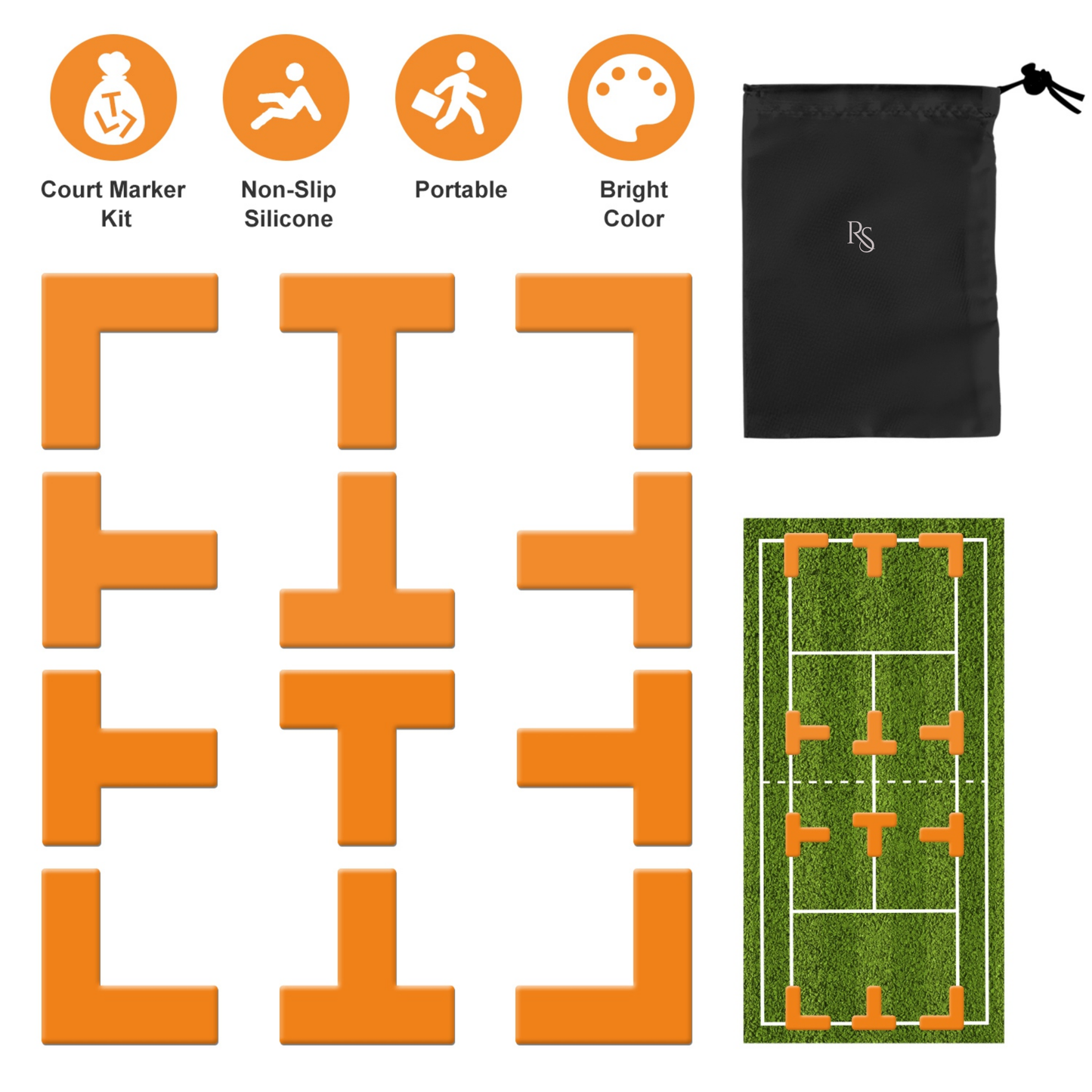 12Pcs Pickleball Court Markings Set