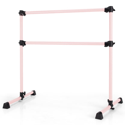 4 Feet Double Ballet Barre Bar with Adjustable Height-Pink