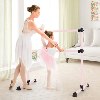 4 Feet Double Ballet Barre Bar with Adjustable Height-Pink