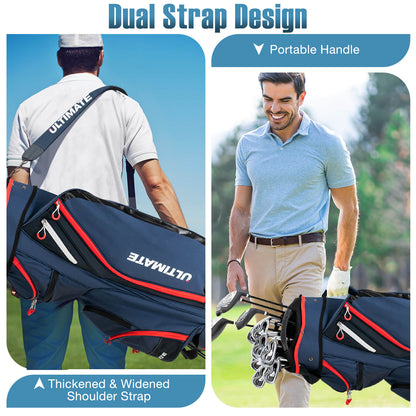 9.5 Inch Golf Cart Bag with 14 Way Dividers Top Organizer-Black