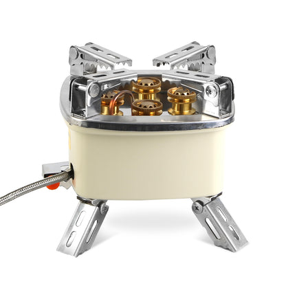 13000W Portable Windproof Camping Stove Five-head Gas Cooking Burner with Piezo Ignition Stepless Flame Control Fit For ISO-butane, Propane, Butane Fu