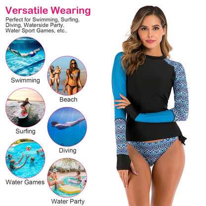 Women 2 Piece Long Sleeve Swimsuit