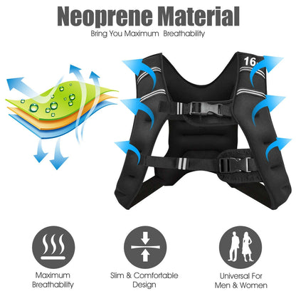 Workout Weighted Vest with Mesh Bag Adjustable Buckle-16 lbs
