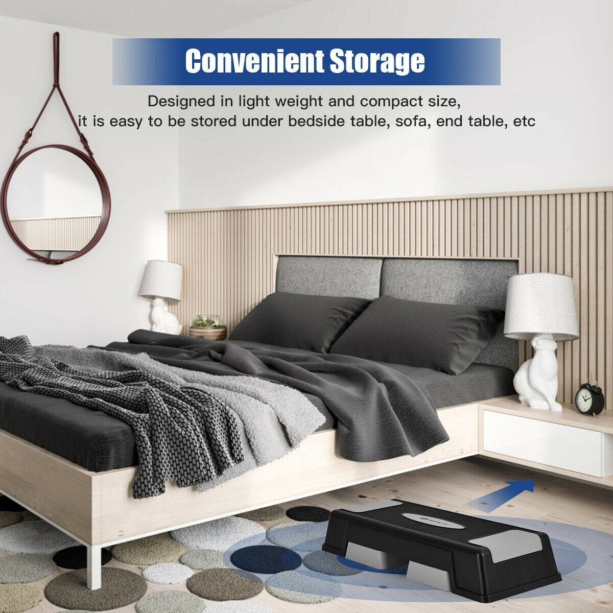 Aerobic Exercise Stepper Trainer with Adjustable Height 5 Inch- 7 Inch- 9 Inch-Gray