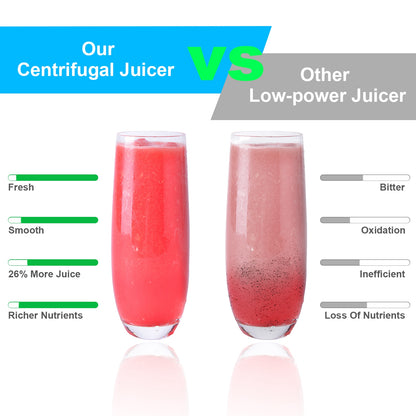 1000W Centrifugal Juicer Juice Extractor with 2 Speeds 2.6in Wide Feed Chute 17Oz Juicer Cup 54Oz Pulp Collector Electric Juicer for Fruits Vegetables