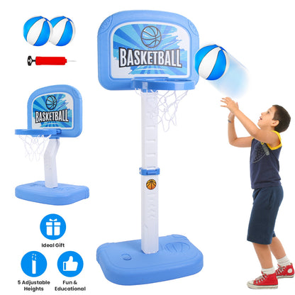 2 In 1 Poolside Basketball Game Set Pool Basketball Goal Indoor Outdoor Kids Basketball Court Water Basketball Toy with 2 Balls Gift for Boys Girls Ag