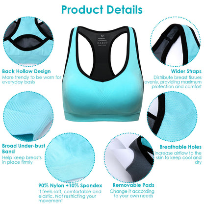 3 Packs Women Padded Sports Bras