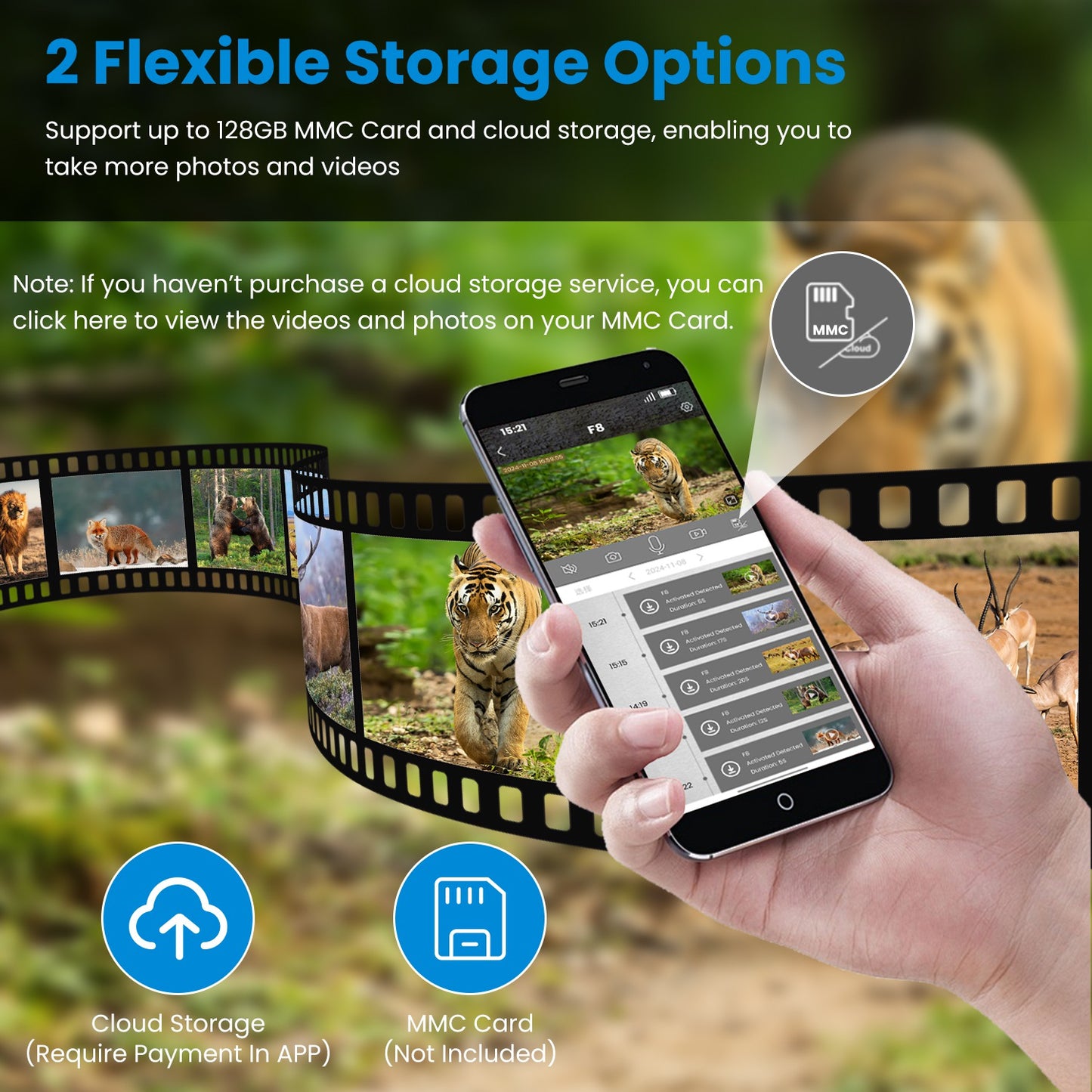 4G 4K 30FPS Solar Trail Camera Outdoor Wildlife Camera Motion Activated IP66 Waterproof with 140ºViewing Angle No Glow Night Vision SIM Card APP Contr