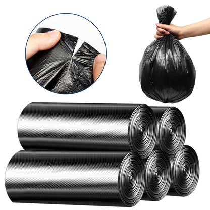 5 Rolls Overall 50 Count Black Garbage Bags Disposable Trash Bags Trash Can Liners Unscented Leak Resistant for Camping Toilet Home Office
