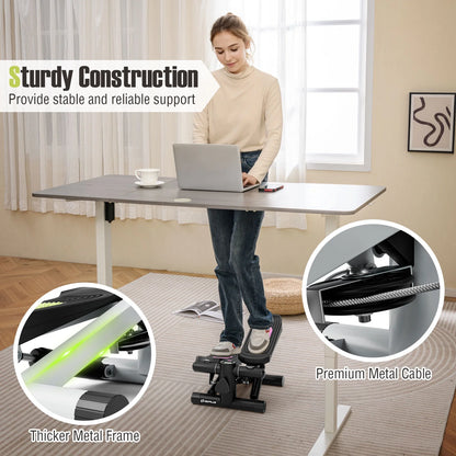 Mini Stepper with Resistance Bands and Adjustable Height for Exercise at Home-White