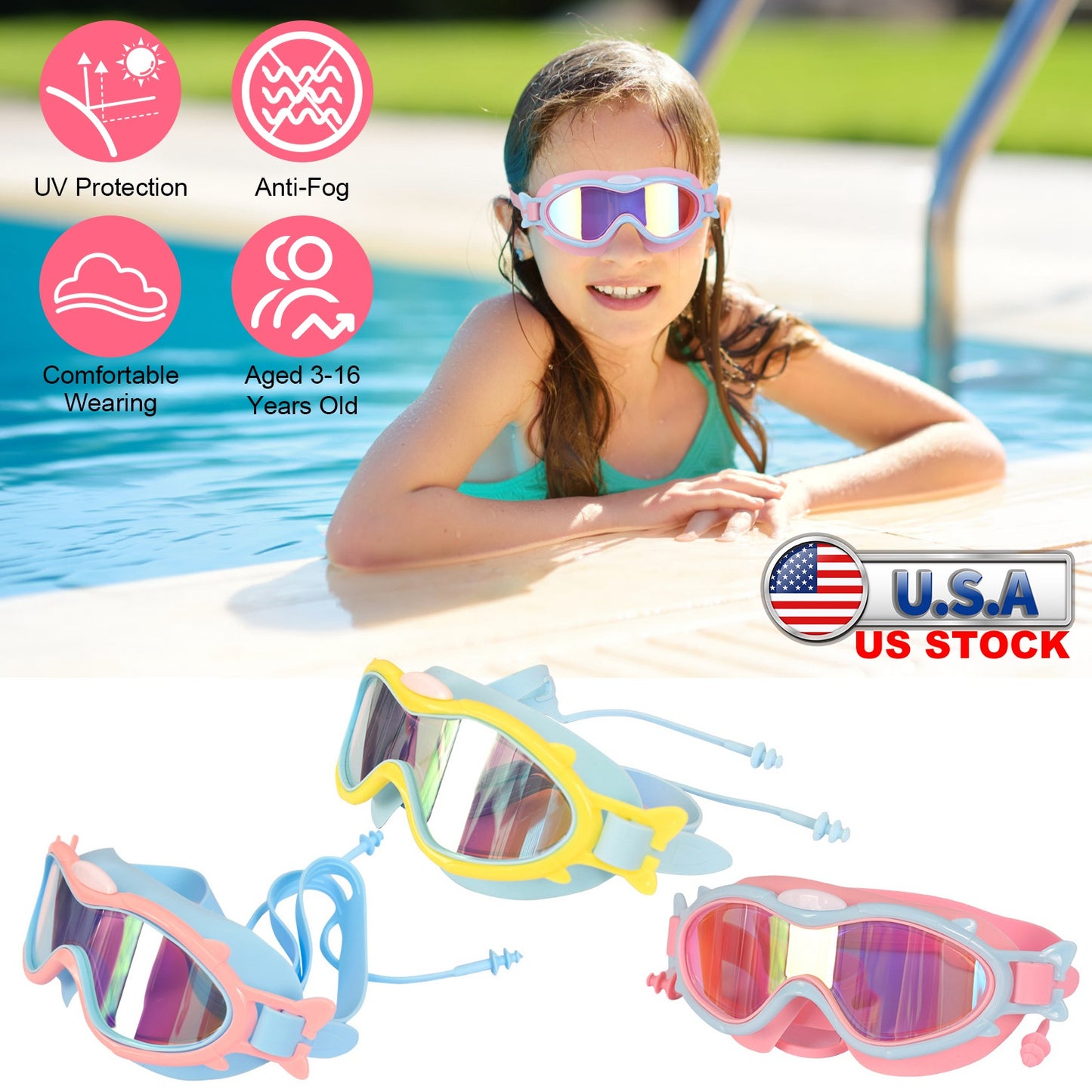 Swimming Goggles For Youth Boys Girls