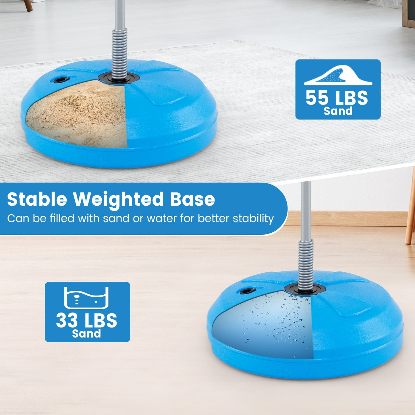 Adjustable Punching Bag with Stand and Boxing Gloves for Both Adults and Kids-Blue