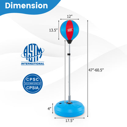 Adjustable Punching Bag with Stand and Boxing Gloves for Both Adults and Kids-Blue