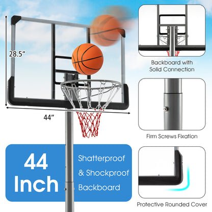 Basketball Hoop with 5.4-6.6FT Adjustable Height and 50 Inch Backboard-Black