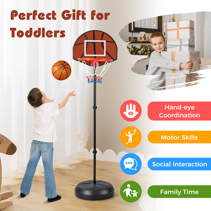2-in-1 Height Adjustable Kids Basketball Hoop with Dart Board