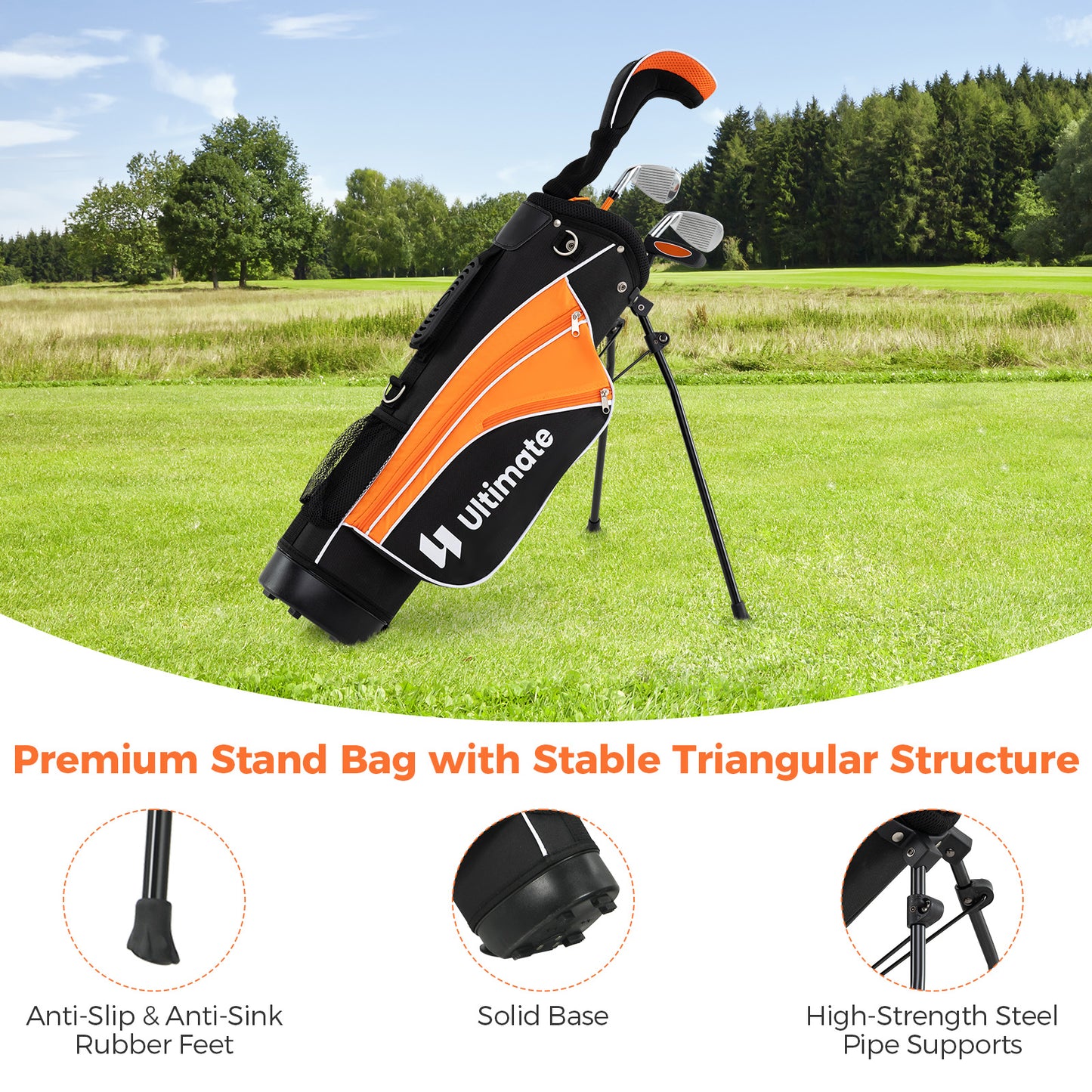 Complete Golf Club Set for Children Age 11-13-Orange