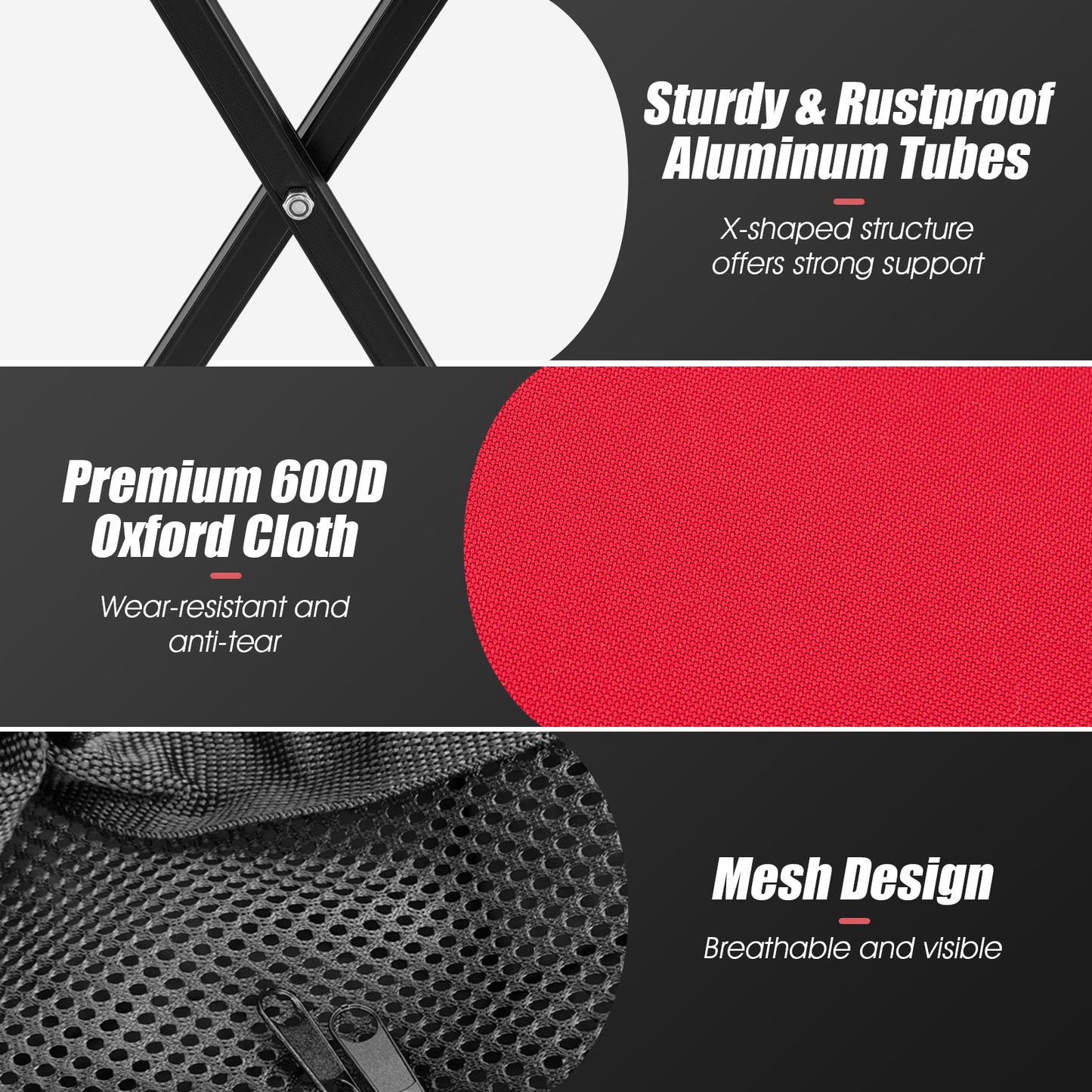 Lightweight Foldable Tennis Ball Teaching Cart with Wheels and Removable Bag-Red