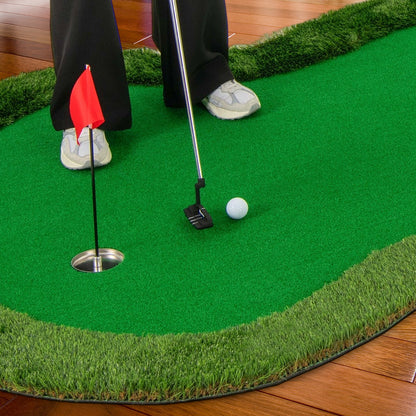 5 x 10 Feet Golf Practice Putting Green Mat with 3 Holes and Golf Balls for Home Office Backyard