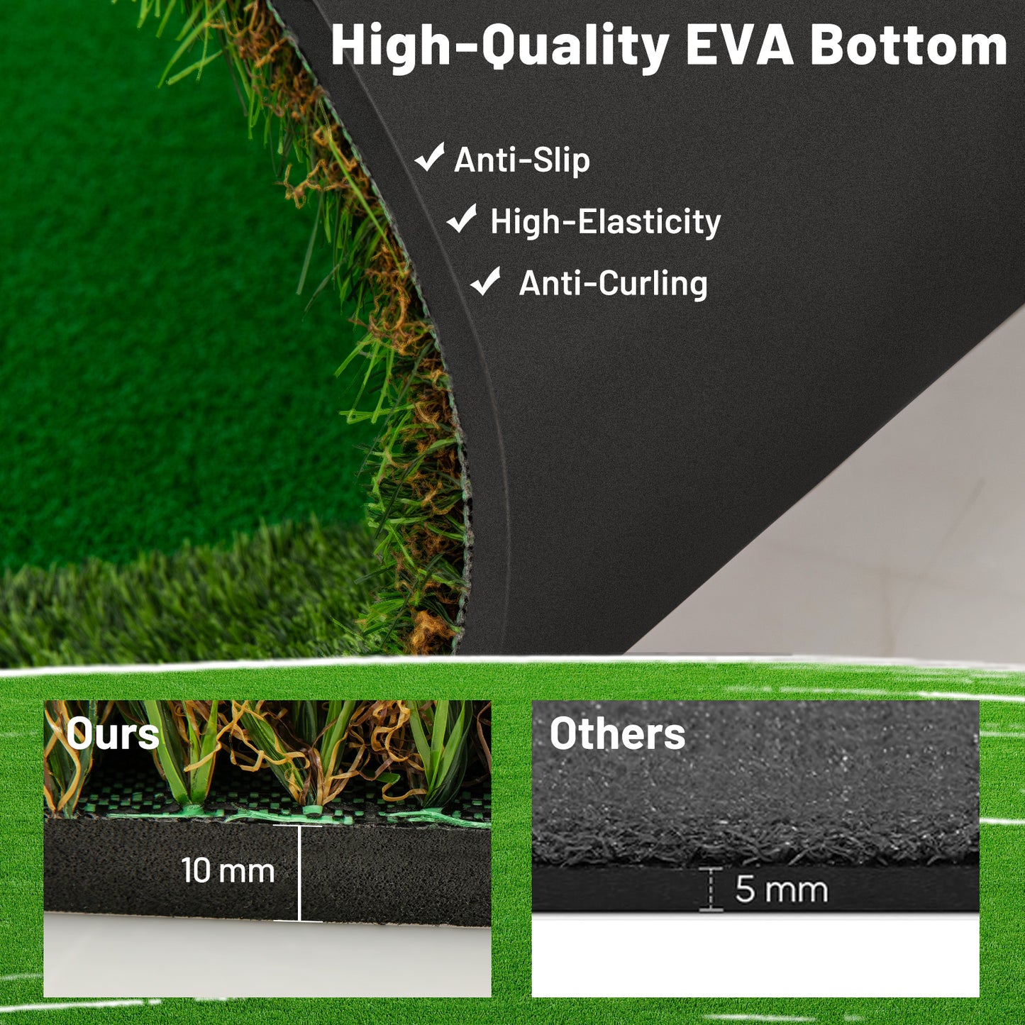 5 x 10 Feet Golf Practice Putting Green Mat with 3 Holes and Golf Balls for Home Office Backyard