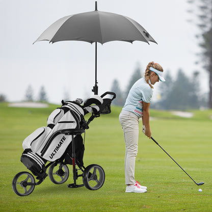 3 Wheels Folding Golf Push Cart with Seat Scoreboard and Adjustable Handle-Gray