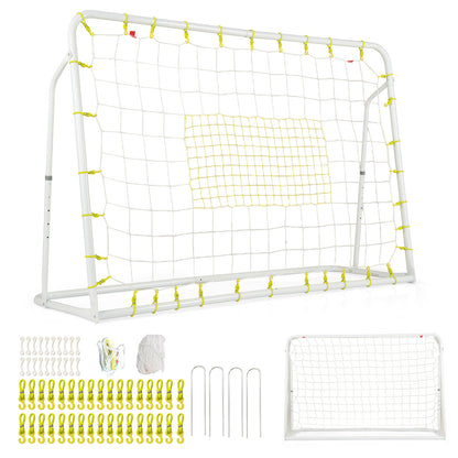 2-in-1 Kids Soccer Rebounder and Soccer Goal with Adjustable Height-White