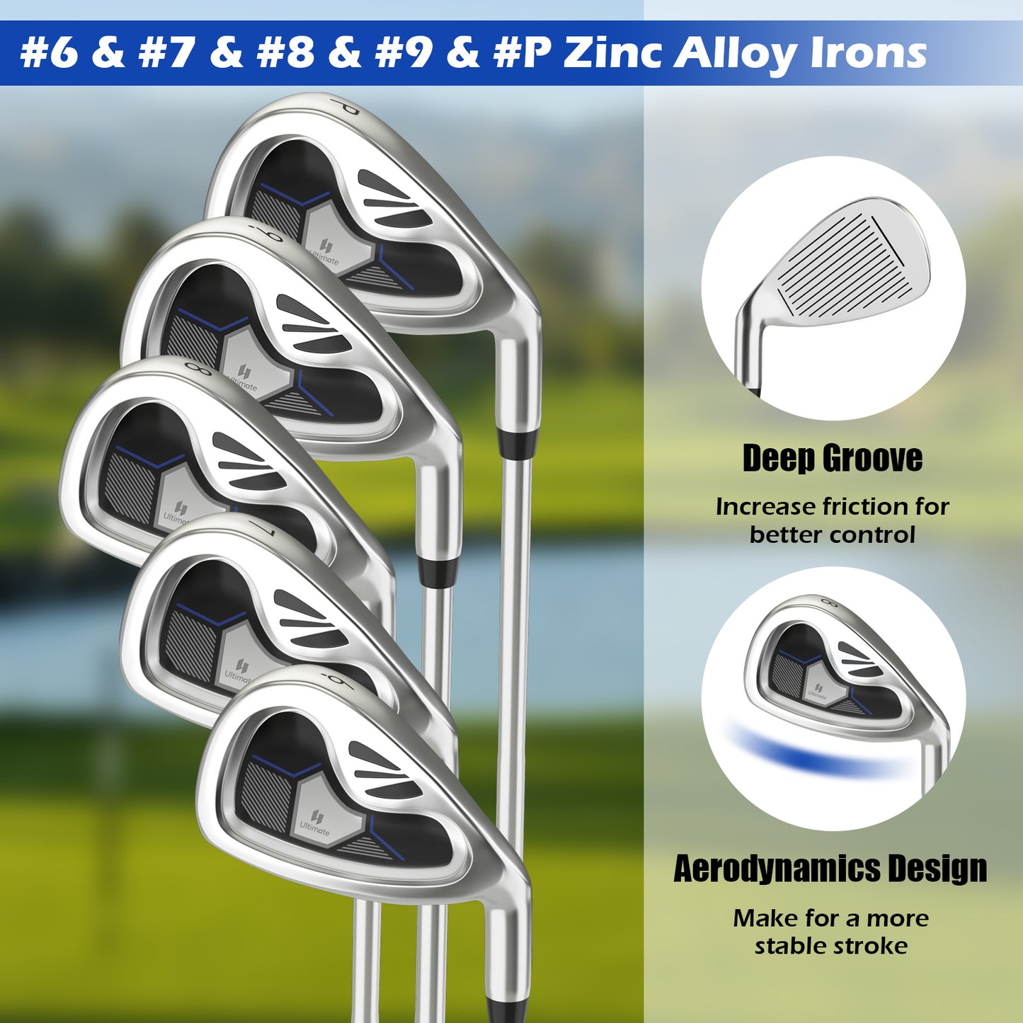 Men's 9 Pieces Complete Golf Club Set-Navy