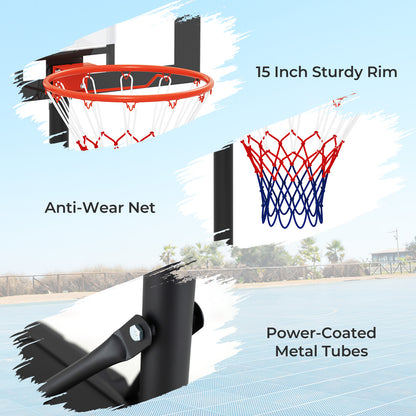 3.3-7 Feet Portable Adjustable Outdoor Kids Basketball Hoop Goal System-White