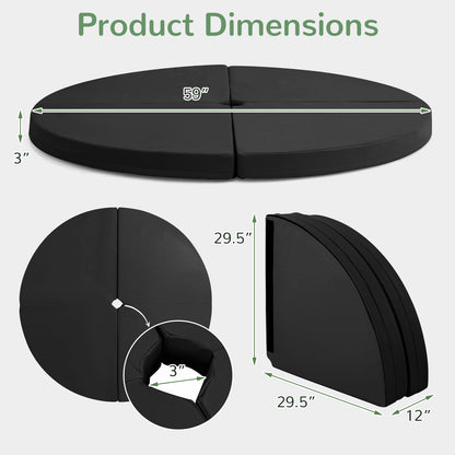 Pole Dance Crash Mat Round Portable Yoga Mat with EPE Foam-Black