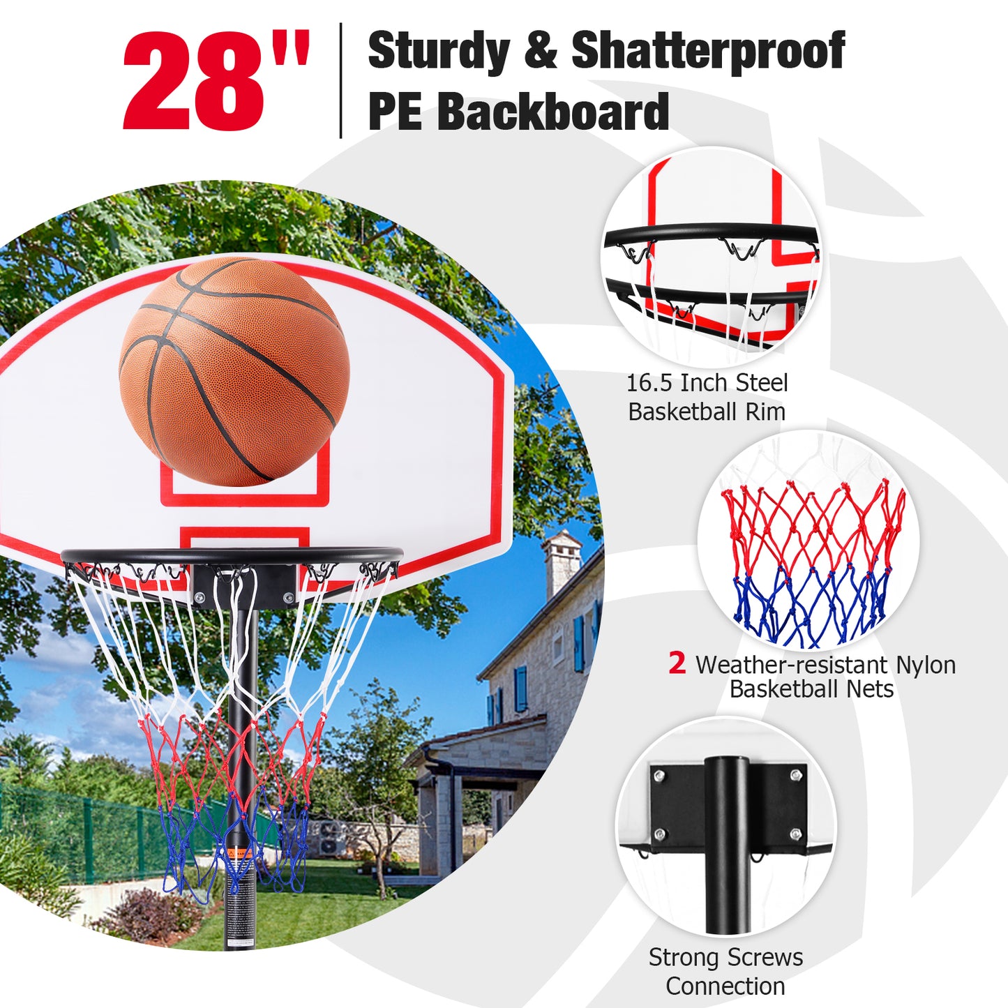 Adjustable Basketball Hoop System Stand with Wheels