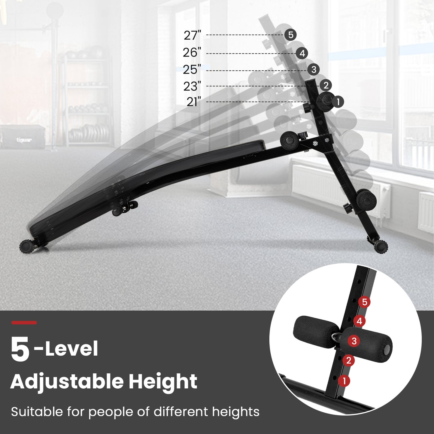 Adjustable Decline Sit Up Bench for Exercise for Home Gym