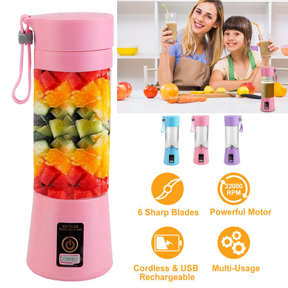Portable Juicer Blender USB Rechargeable Juicer Cup Fruit Baby Food Mixing Machine w/ 6 Blades Powerful Motor