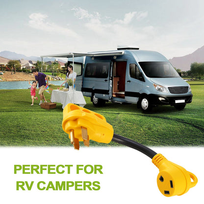 RV Electrical Dogbone Converter 50 AMP Male To 30 AMP Female Adapter Cable 12inch w/ Handle