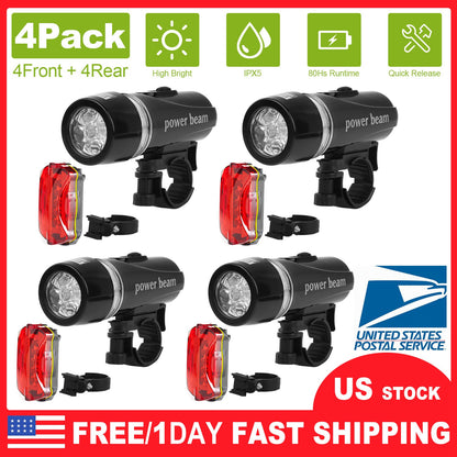 Universal Front Rear Bike Light Set IPX5 Water-Resistant Bike Headlight Taillight Tool-Free Mounting Quick Release