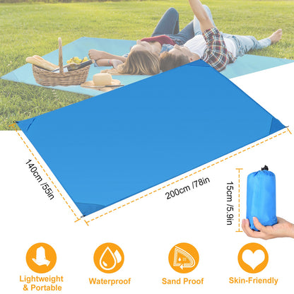 Portable Beach Blanket 4.6’ x 6.6’ Waterproof Foldable Camping Rug Pocket Sandproof Picnic Mat for Camping Picnic Hiking Grass Travel