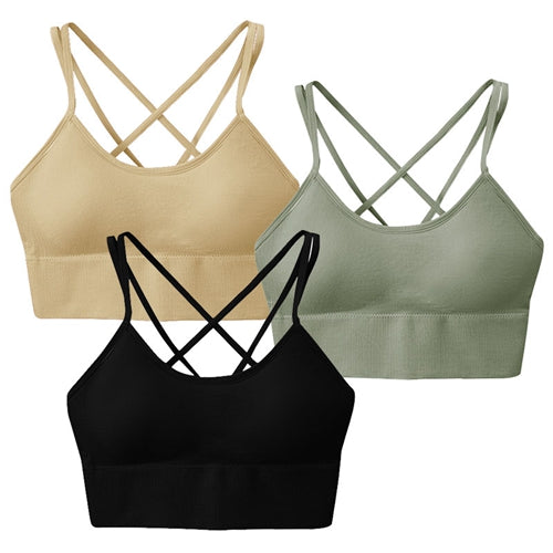 3-Pack Women's Cross Back Sport Bra