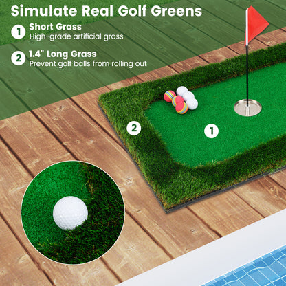 Floating Golf Green for Pool with 6 Golf Balls and Golf Flag