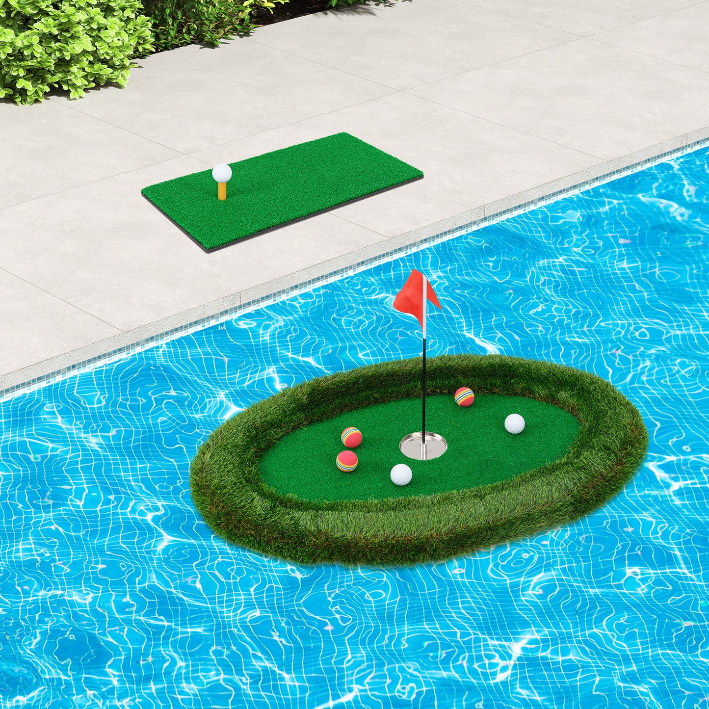 Floating Golf Green Oval Floating Chipping for Pool