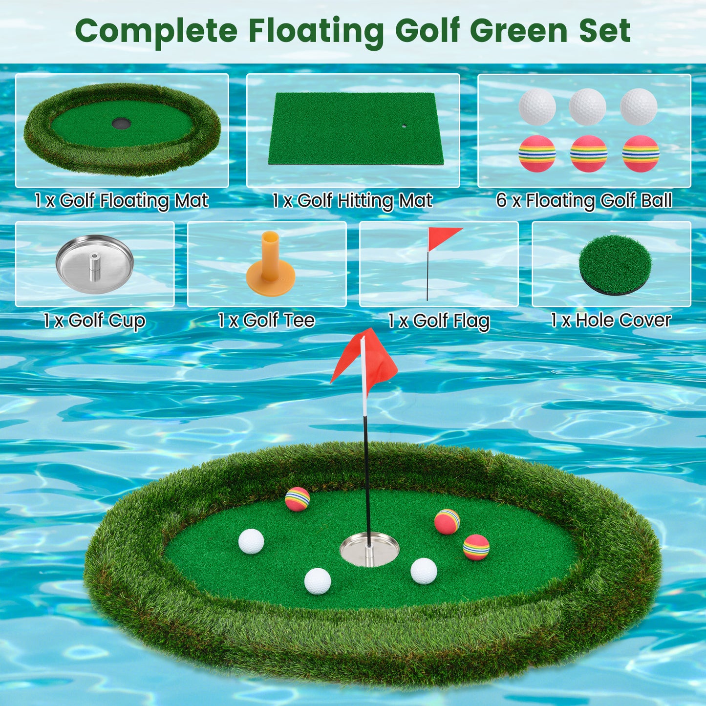 Floating Golf Green Oval Floating Chipping for Pool