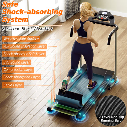 Folding Treadmill with 12 Preset Programs and LCD Display-Black