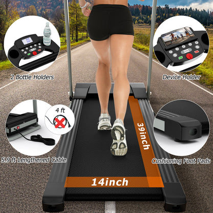 Folding Treadmill with 12 Preset Programs and LCD Display-Black