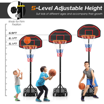 Adjustable Kids' Basketball Hoop Stand with Durable Net and Wheel